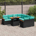Set mobilier de grădină cu perne, 9 piese, negru, poliratan - WALTI WALTI