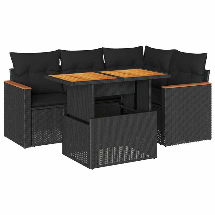 Set mobilier de grădină cu perne, 5 piese,poliratan/lemn acacia - WALTI WALTI