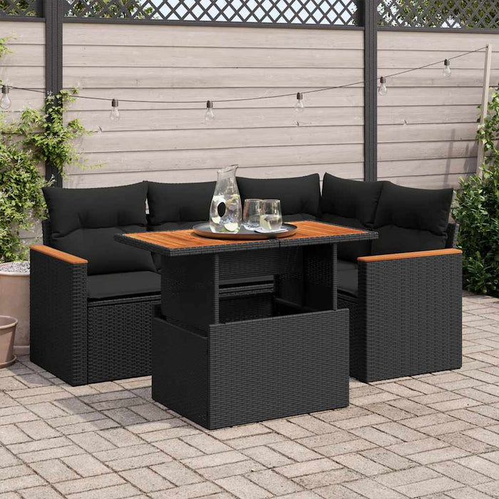 Set mobilier de grădină cu perne, 5 piese,poliratan/lemn acacia - WALTI WALTI