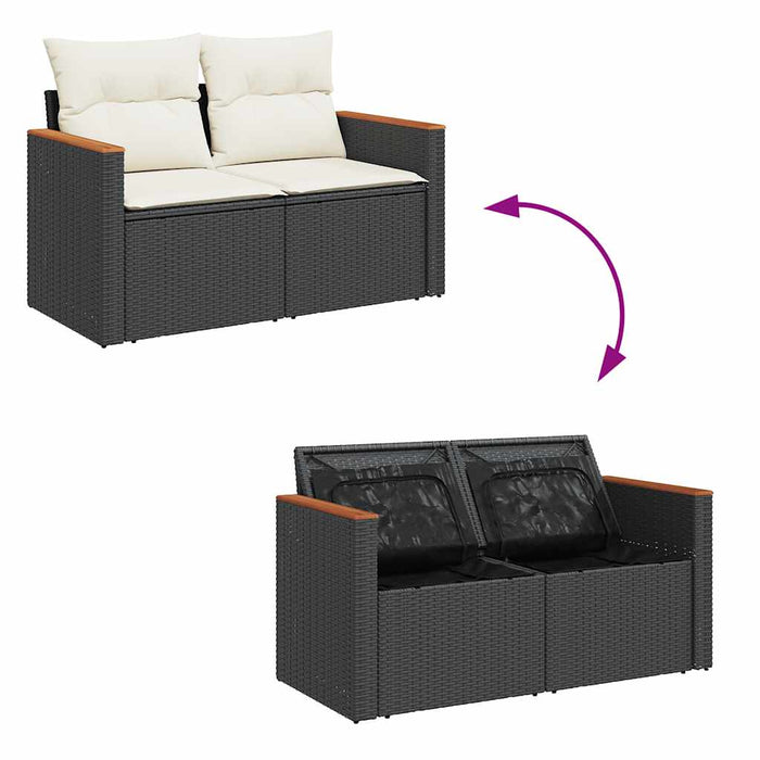 Set mobilier de grădină cu perne, 5 piese,poliratan/lemn acacia WALTI
