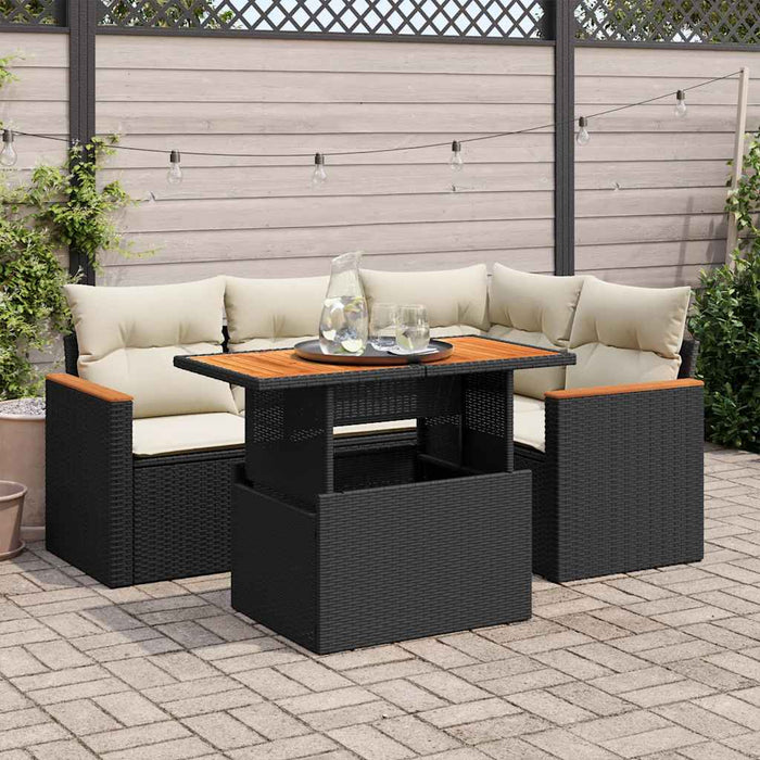 Set mobilier de grădină cu perne, 5 piese,poliratan/lemn acacia WALTI