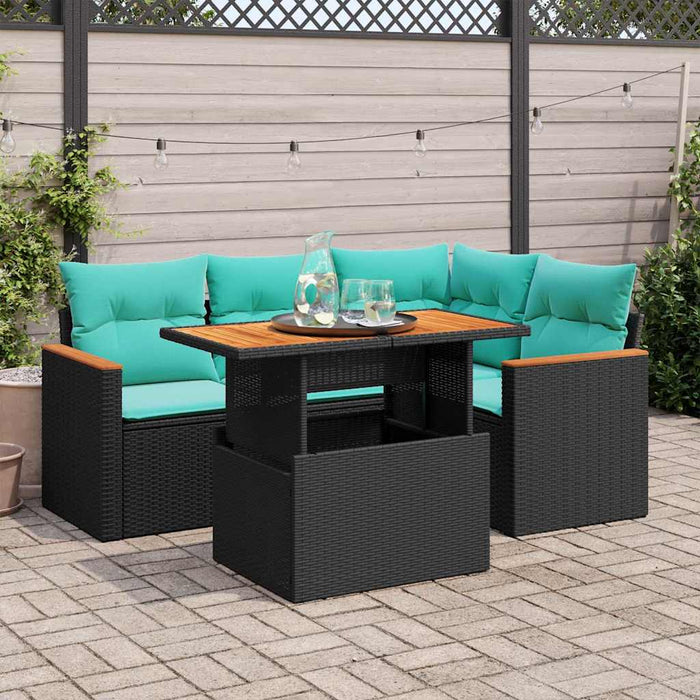 Set mobilier de grădină cu perne, 5 piese, negru, poliratan - WALTI WALTI