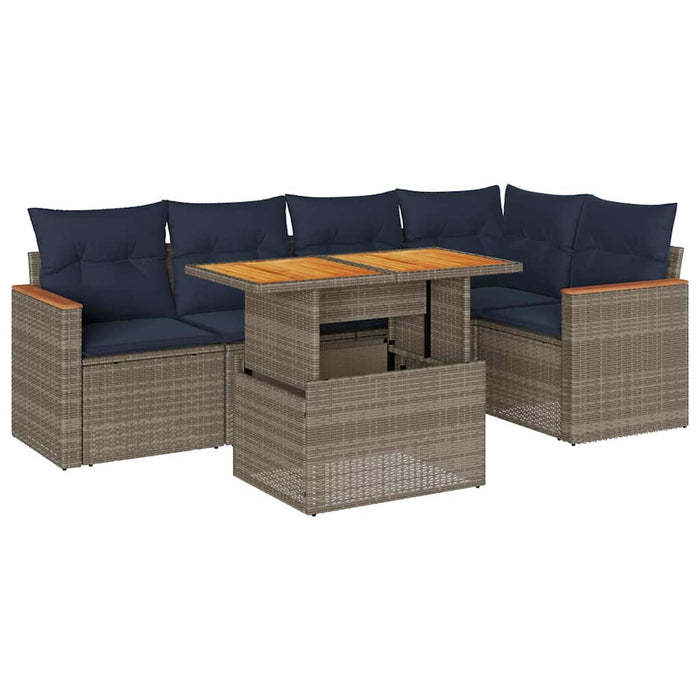 Set mobilier grădină cu perne, 6 piese, gri, poliratan - WALTI WALTI