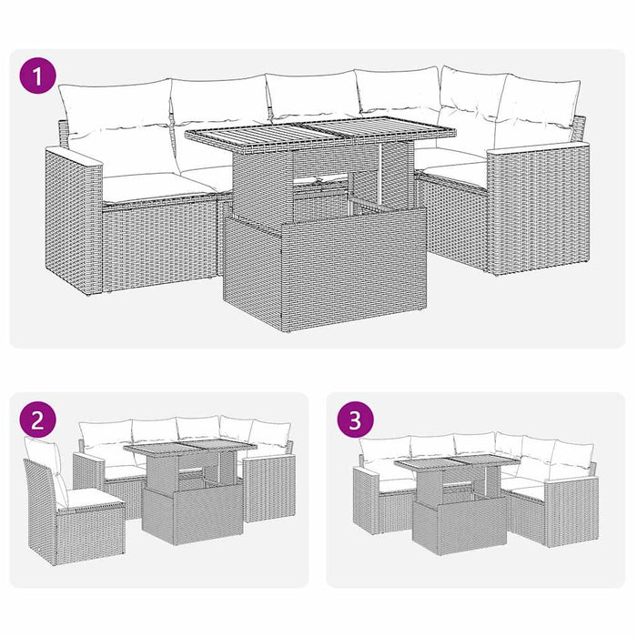 Set mobilier grădină cu perne, 6 piese, gri, poliratan - WALTI WALTI