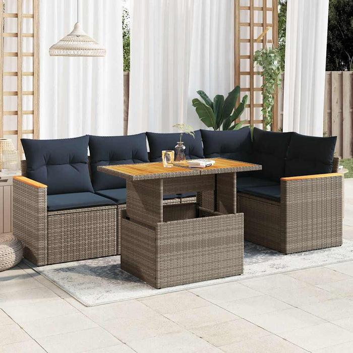 Set mobilier grădină cu perne, 6 piese, gri, poliratan - WALTI WALTI