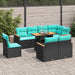 Set mobilier de grădină cu perne, 9 piese, negru, poliratan - WALTI WALTI