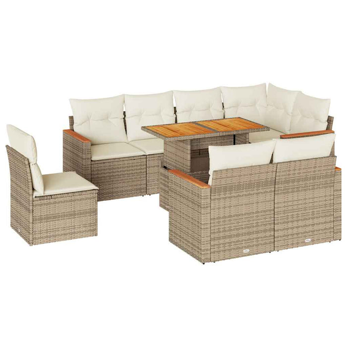 Set canapele grădină cu perne 9 piese bej poliratan/lemn acacia - WALTI WALTI