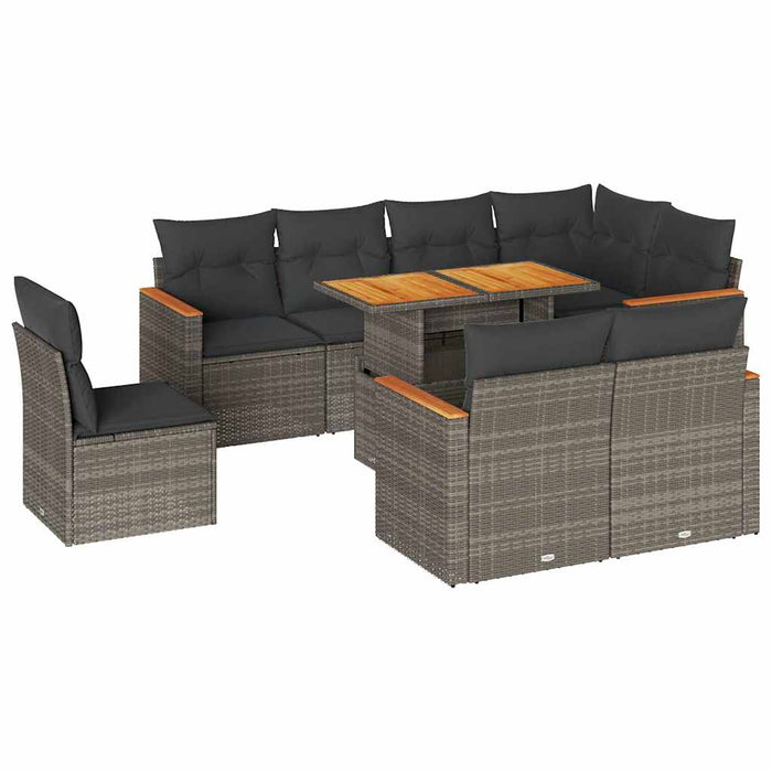 Set canapele grădină cu perne 9 piese gri poliratan/lemn acacia - WALTI WALTI