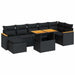 Set mobilier grădină perne 8 piese negru, poliratan/lemn acacia - WALTI WALTI