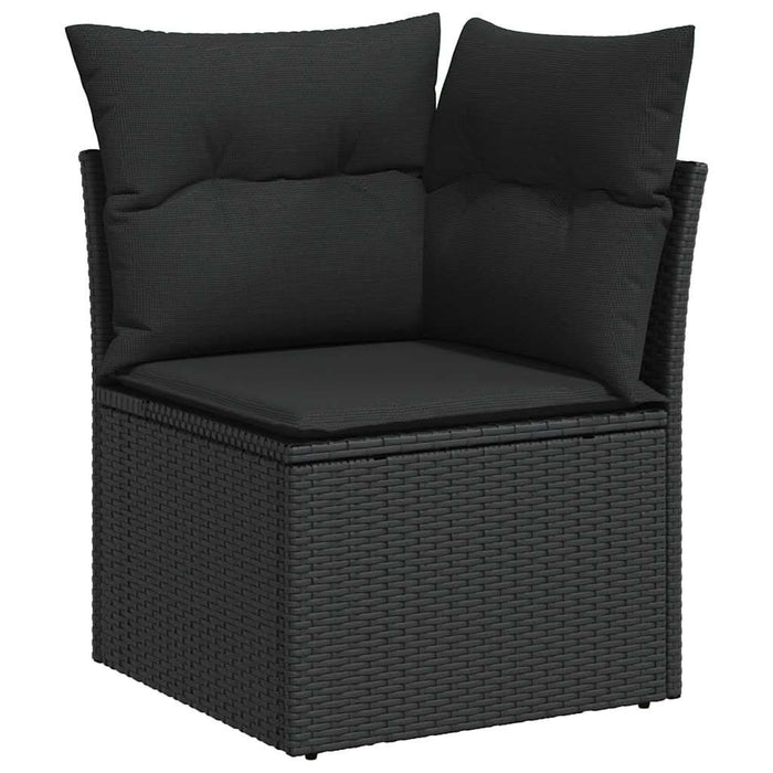 Set mobilier grădină perne 8 piese negru, poliratan/lemn acacia - WALTI WALTI