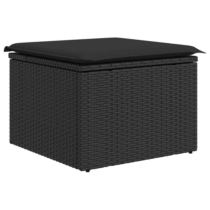Set mobilier grădină perne 8 piese negru, poliratan/lemn acacia - WALTI WALTI