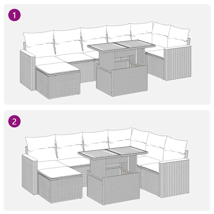 Set mobilier grădină perne 8 piese negru, poliratan/lemn acacia - WALTI WALTI