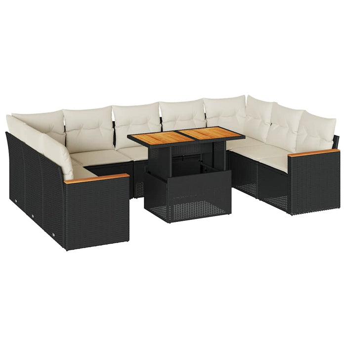 Set canapele de grădină cu perne, 10 piese, negru, poliratan - WALTI WALTI