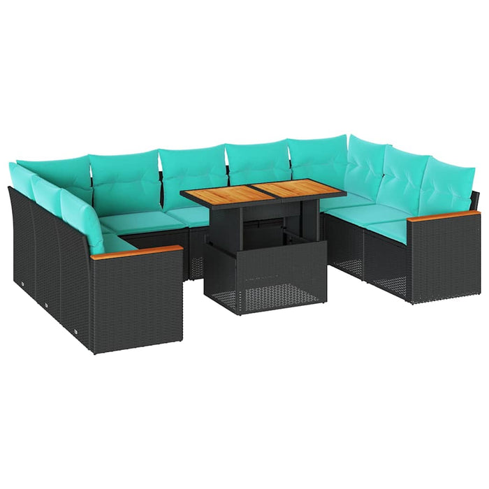 Set canapele de grădină cu perne, 10 piese, negru, poliratan - WALTI WALTI
