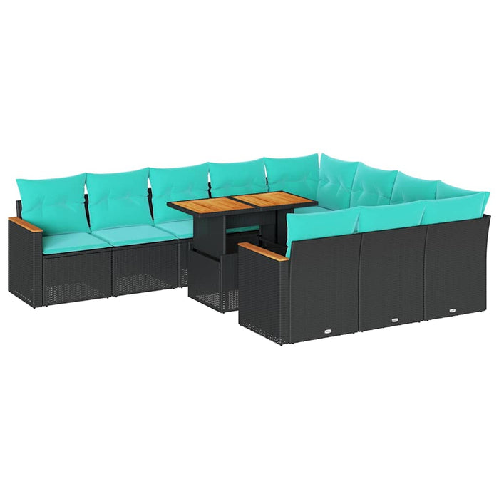 Set canapele de grădină cu perne, 11 piese, negru, poliratan - WALTI WALTI