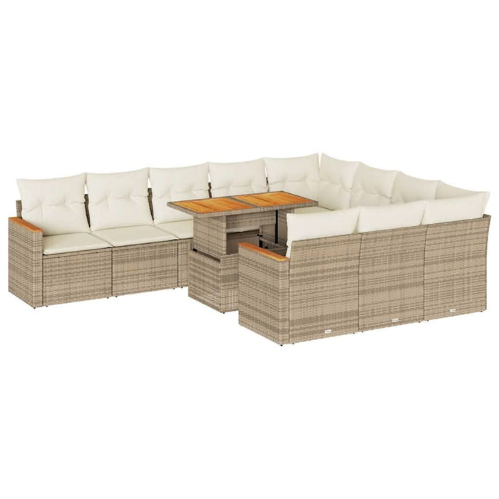 Set canapele grădină perne 11 piese bej, poliratan/lemn acacia - WALTI WALTI