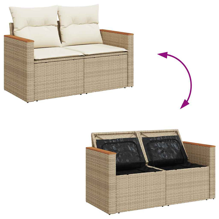 Set canapele grădină perne 11 piese bej, poliratan/lemn acacia - WALTI WALTI