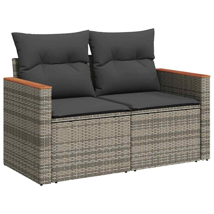 Set canapele grădină perne 11 piese, gri, poliratan/lemn acacia - WALTI WALTI