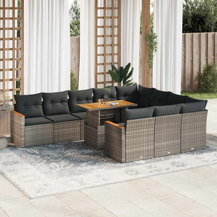Set canapele grădină perne 11 piese, gri, poliratan/lemn acacia - WALTI WALTI