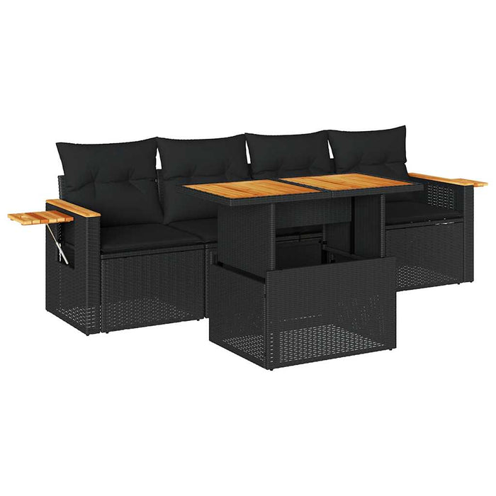 Set mobilier de grădină cu perne, 5 piese,poliratan/lemn acacia - WALTI WALTI