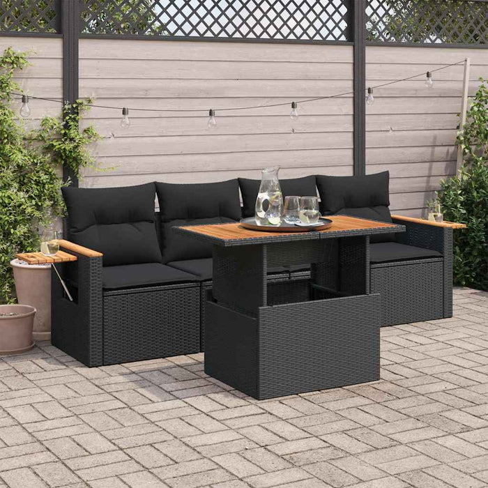 Set mobilier de grădină cu perne, 5 piese,poliratan/lemn acacia - WALTI WALTI