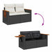 Set mobilier grădină perne 6 piese negru poliratan/lemn acacia - WALTI WALTI