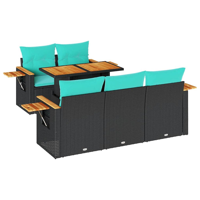 Set mobilier de grădină cu perne, 6 piese, negru, poliratan - WALTI WALTI