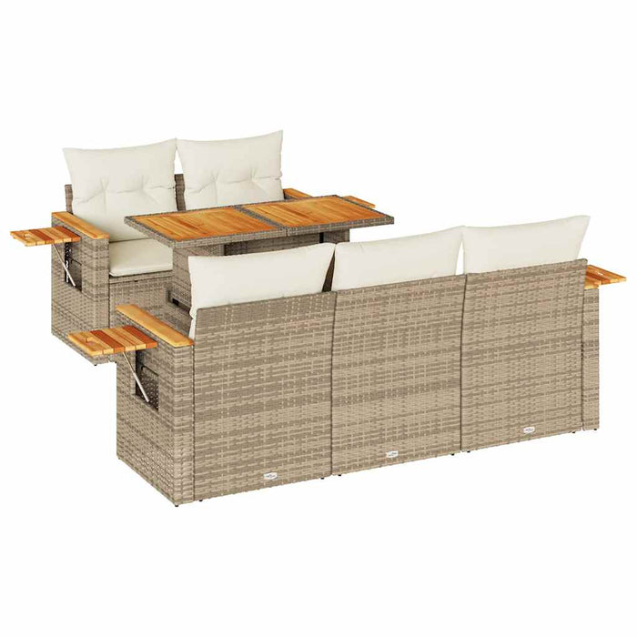 Set canapele grădină cu perne 6 piese bej poliratan/lemn acacia - WALTI WALTI
