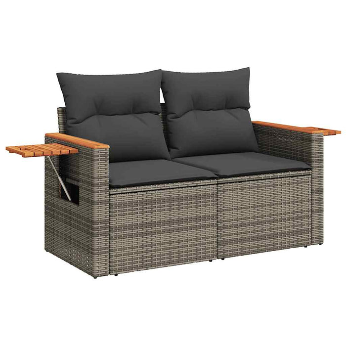 Set mobilier grădină cu perne 6 piese gri poliratan/lemn acacia - WALTI WALTI