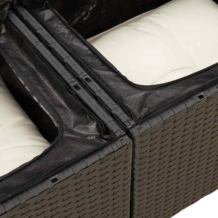 Set canapele grădină perne 7 piese negru, poliratan/lemn acacia - WALTI WALTI