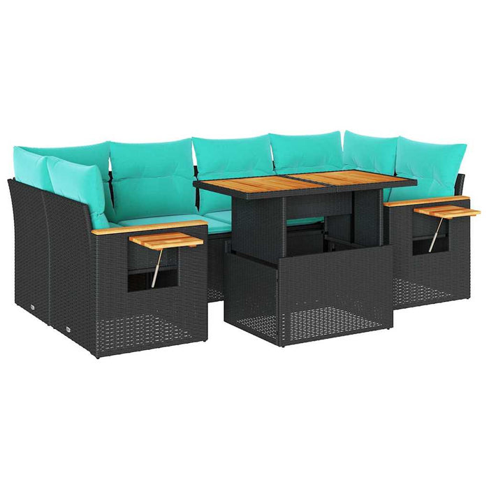 Set canapele de grădină cu perne, 7 piese, negru, poliratan - WALTI WALTI