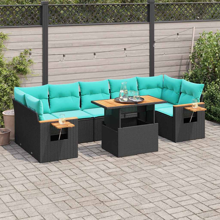 Set mobilier de grădină cu perne, 8 piese, negru, poliratan - WALTI WALTI