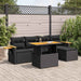 Set mobilier grădină perne 6 piese negru poliratan/lemn acacia - WALTI WALTI