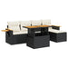Set mobilier grădină perne 6 piese negru poliratan/lemn acacia - WALTI WALTI