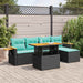 Set mobilier grădină perne 6 piese negru poliratan/lemn acacia - WALTI WALTI