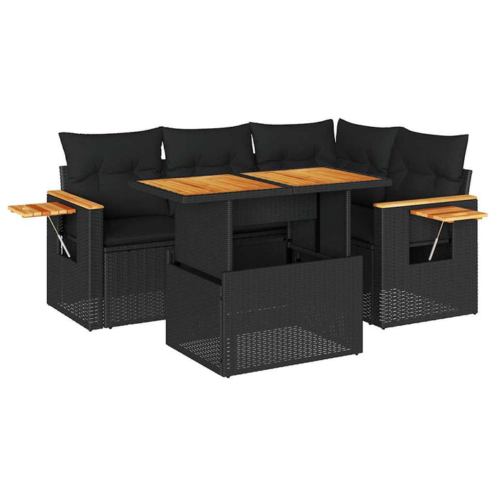 Set mobilier de grădină cu perne, 5 piese,poliratan/lemn acacia - WALTI WALTI