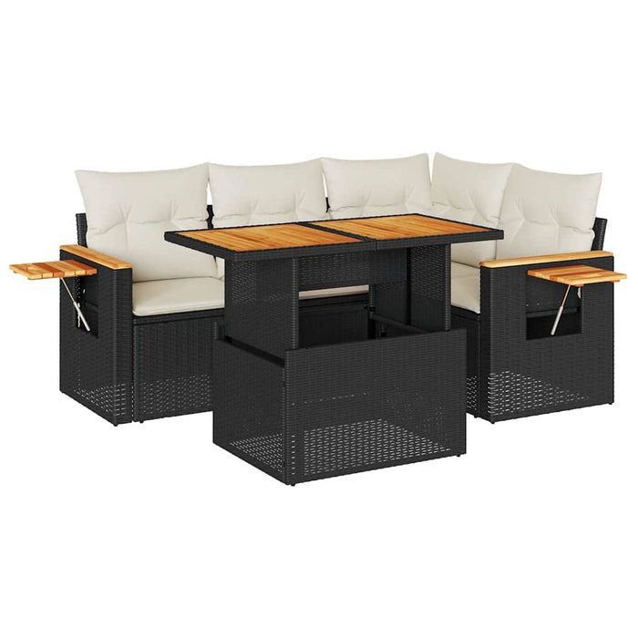 Set mobilier de grădină cu perne, 5 piese,poliratan/lemn acacia - WALTI WALTI