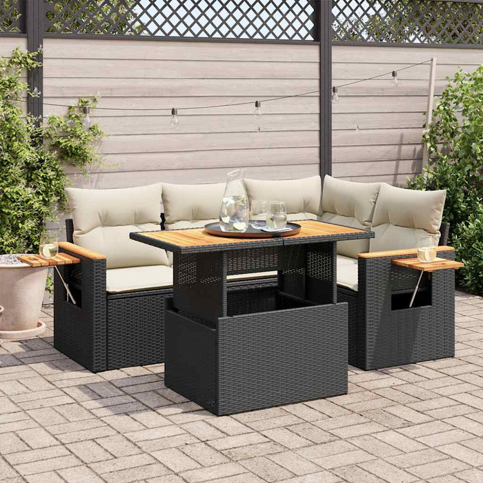 Set mobilier de grădină cu perne, 5 piese,poliratan/lemn acacia - WALTI WALTI
