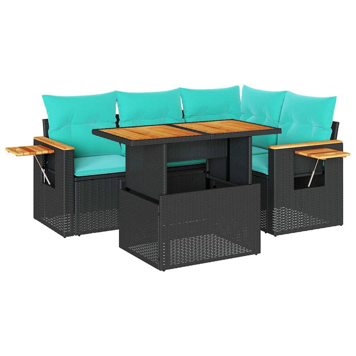 Set mobilier de grădină cu perne, 5 piese,poliratan/lemn acacia - WALTI WALTI