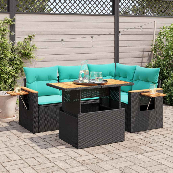 Set mobilier de grădină cu perne, 5 piese,poliratan/lemn acacia - WALTI WALTI