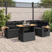 Set mobilier grădină perne 6 piese negru poliratan/lemn acacia - WALTI WALTI