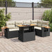 Set mobilier grădină perne 6 piese negru poliratan/lemn acacia - WALTI WALTI