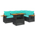 Set mobilier grădină perne 6 piese negru poliratan/lemn acacia - WALTI WALTI