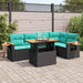 Set mobilier grădină perne 6 piese negru poliratan/lemn acacia - WALTI WALTI