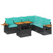 Set canapele grădină perne 7 piese negru, poliratan/lemn acacia - WALTI WALTI