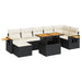 Set mobilier grădină perne 8 piese negru, poliratan/lemn acacia - WALTI WALTI