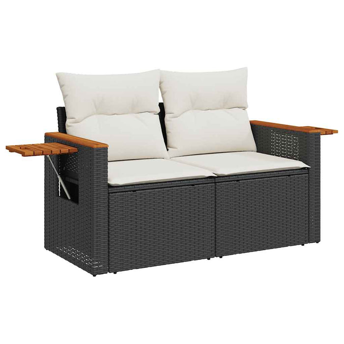 Set canapele grădină perne 7 piese negru, poliratan/lemn acacia - WALTI WALTI