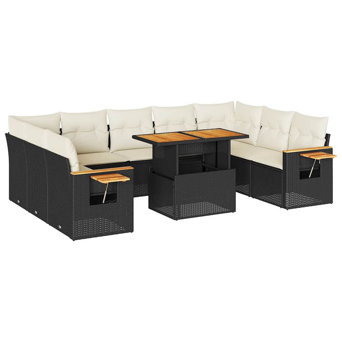 Set canapele de grădină cu perne, 10 piese, negru, poliratan - WALTI WALTI