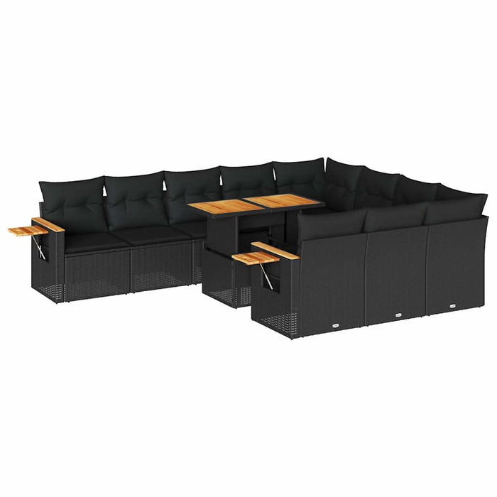 Set canapele de grădină cu perne, 10 piese, negru, poliratan - WALTI WALTI