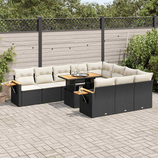 Set canapele de grădină cu perne, 10 piese, negru, poliratan - WALTI WALTI